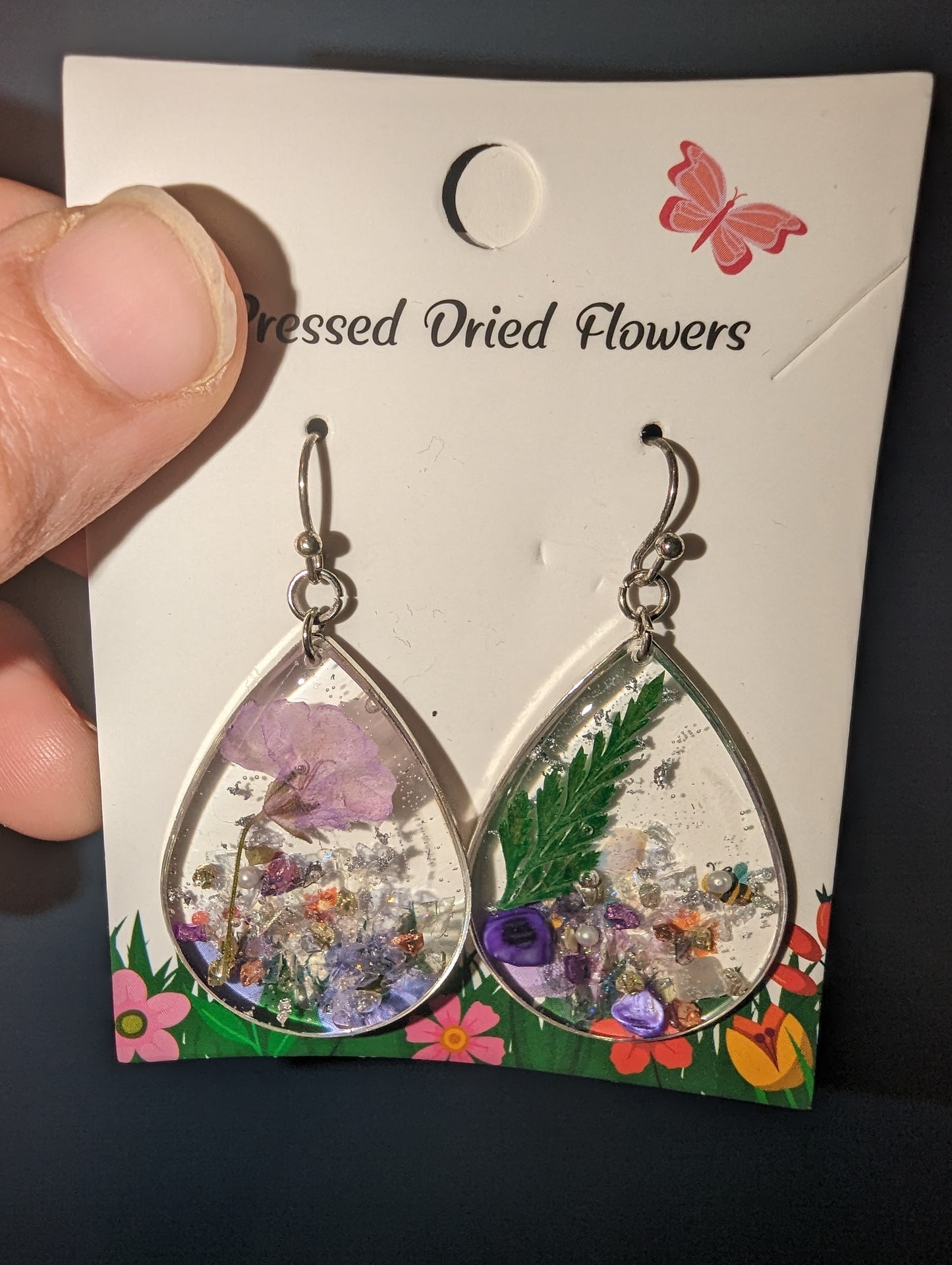 Dried Flower Dangle Earrings