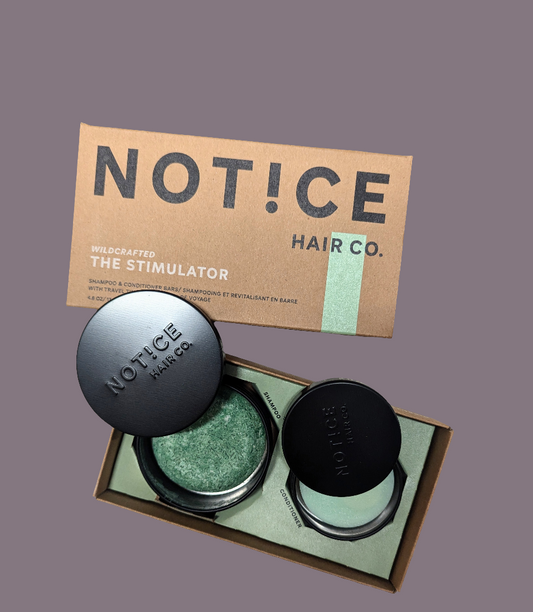 Notice Hair Co. Stimulator Shampoo Bar and Conditioner Bar With Travel Tins Set