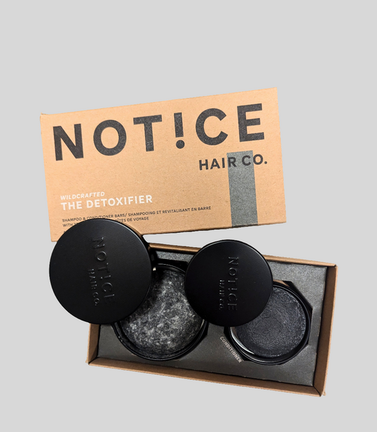 Notice Hair Co. Detoxifier Shampoo Bar and Conditioner With Travel Tins Set