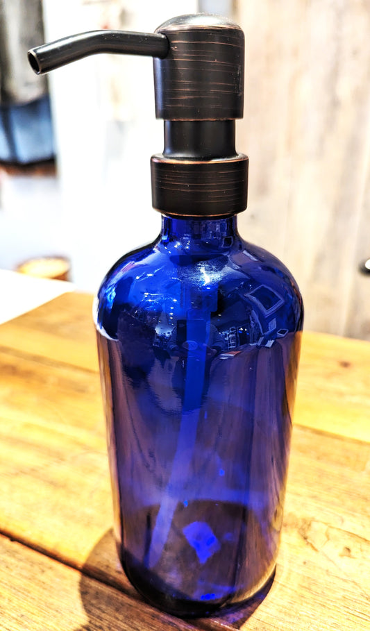 Blue Glass Hand Soap Dispenser