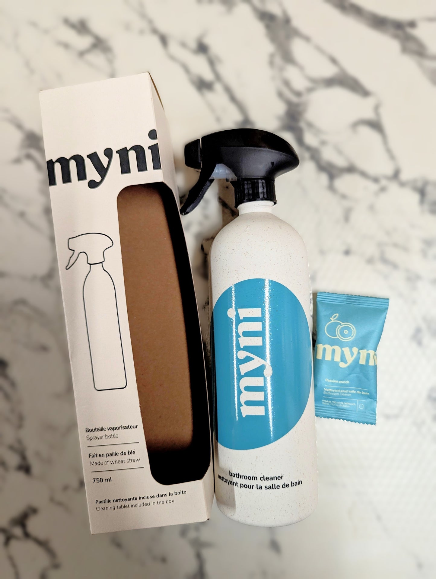 Myni Reusable Wheat Straw Spray Bottle And Bathroom Cleaning Pod